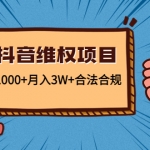 新版抖音维全项目：每单利润1000+月入3W+合法合规！