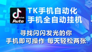 海外抖音TK手机自动挂机，每天轻松搞2张