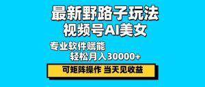 最新野路子玩法，视频号AI美女，当天见收益，轻松月入30000＋