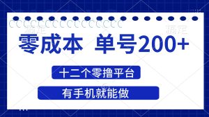2025年零成本单号200+，十二个零撸平台撸收益，有手机就能做
