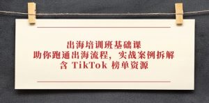 出海培训班基础课，助你跑通出海流程，实战案例拆解，含 TikTok 榜单资源