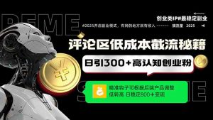评论区低成本引流秘籍，精准钩子直击用户，单账号日增300+创业粉，日稳…