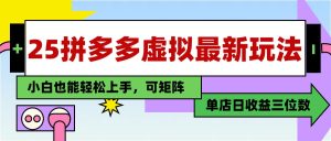 25最新拼多多虚拟电商，单店日入3位数，小白也能快速上手，教程